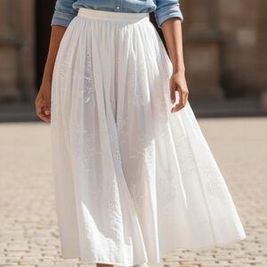 Women's White Eyelet Lined Skirt  4030
